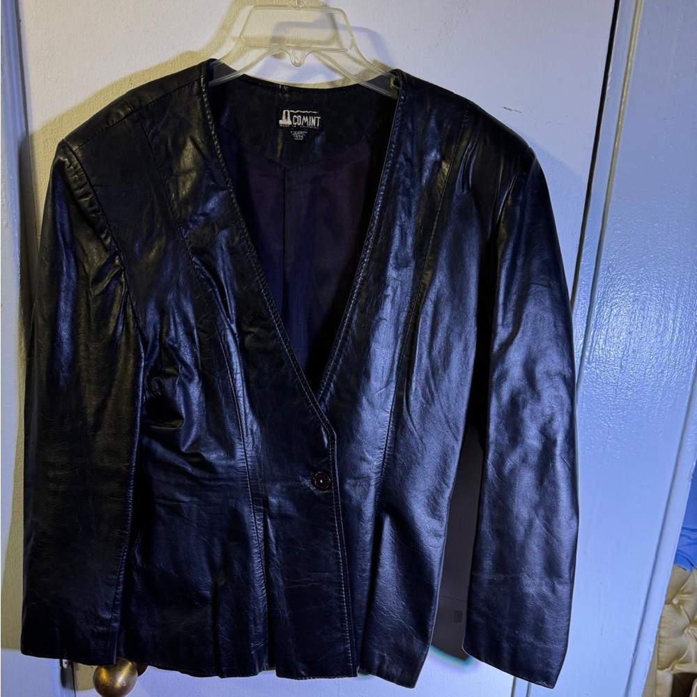 Black Leather Lined Suit- Size 13/14